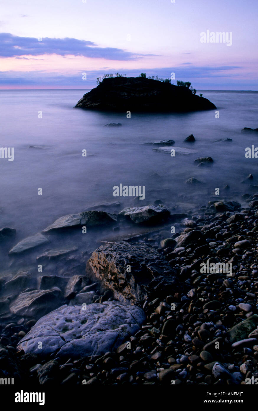 'Huldah's Rock' located on Sheriden Point, Pelee Island, Lake Erie, Ontario, Canada. Stock Photo