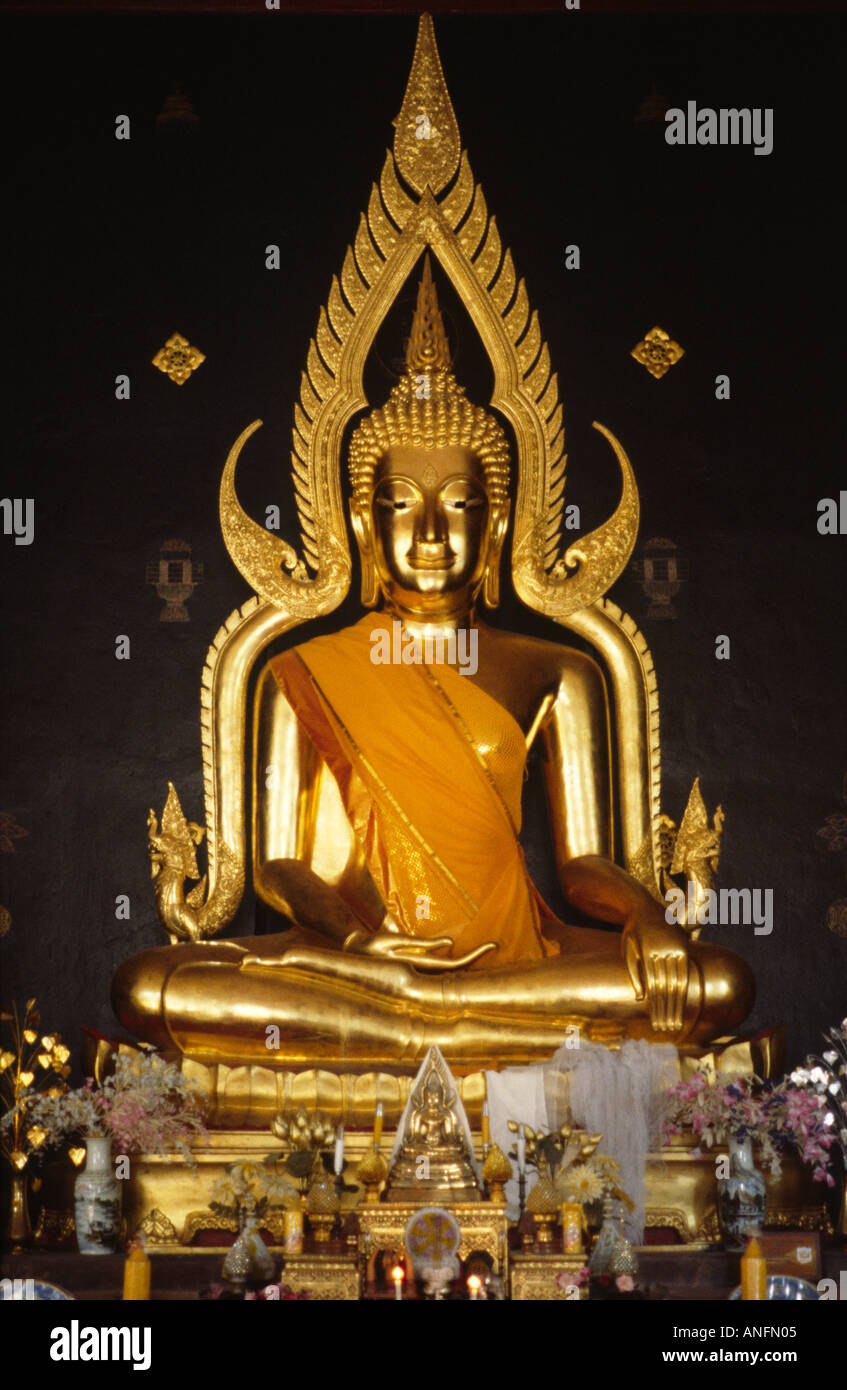Golden Buddha in Thai temple. India Stock Photo