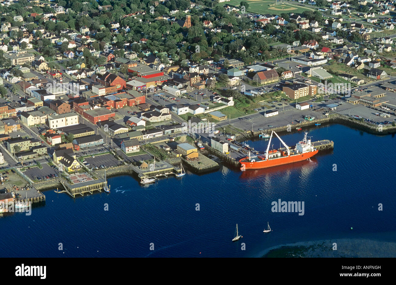 Aerial of Yarmouth, Nova Scotia, Canada. Stock Photo