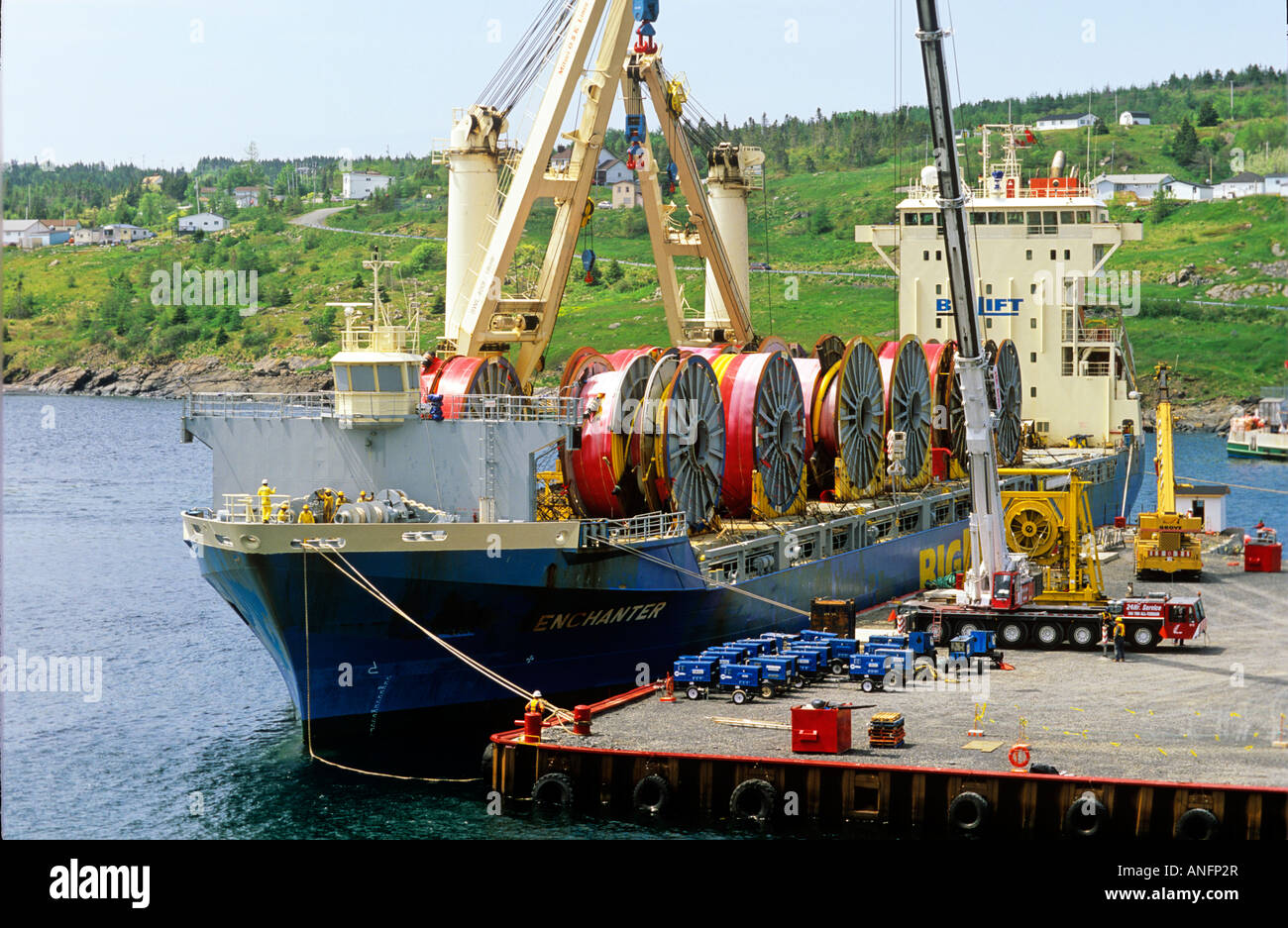 Offshore supply ships, Bay Bulls, Newfoundland, Canada Stock Photo