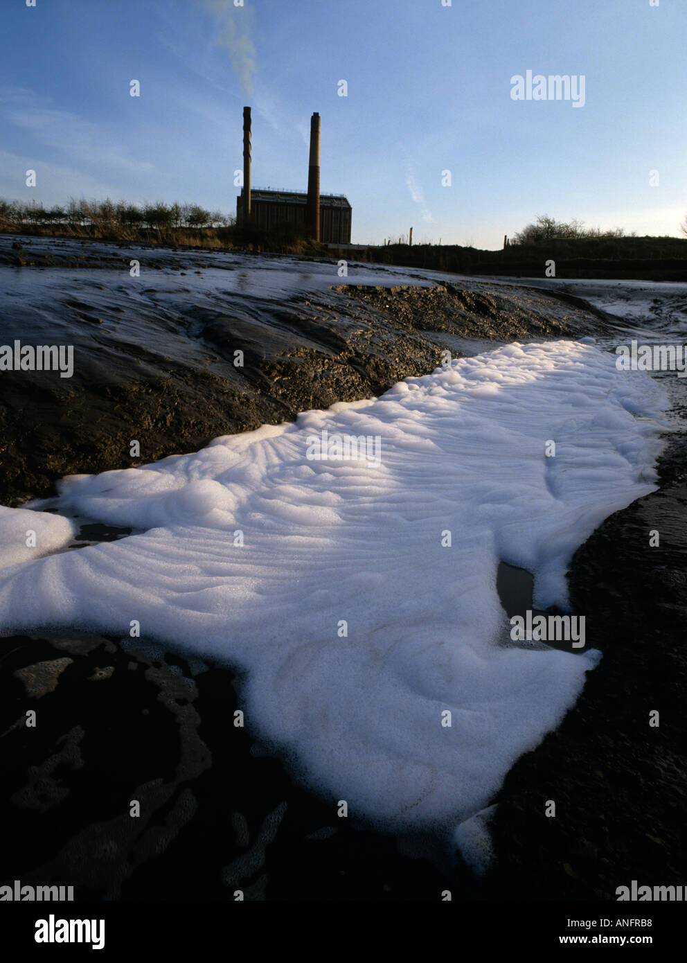 Chemical pollution, foam .Merseyside , UK Stock Photo Alamy