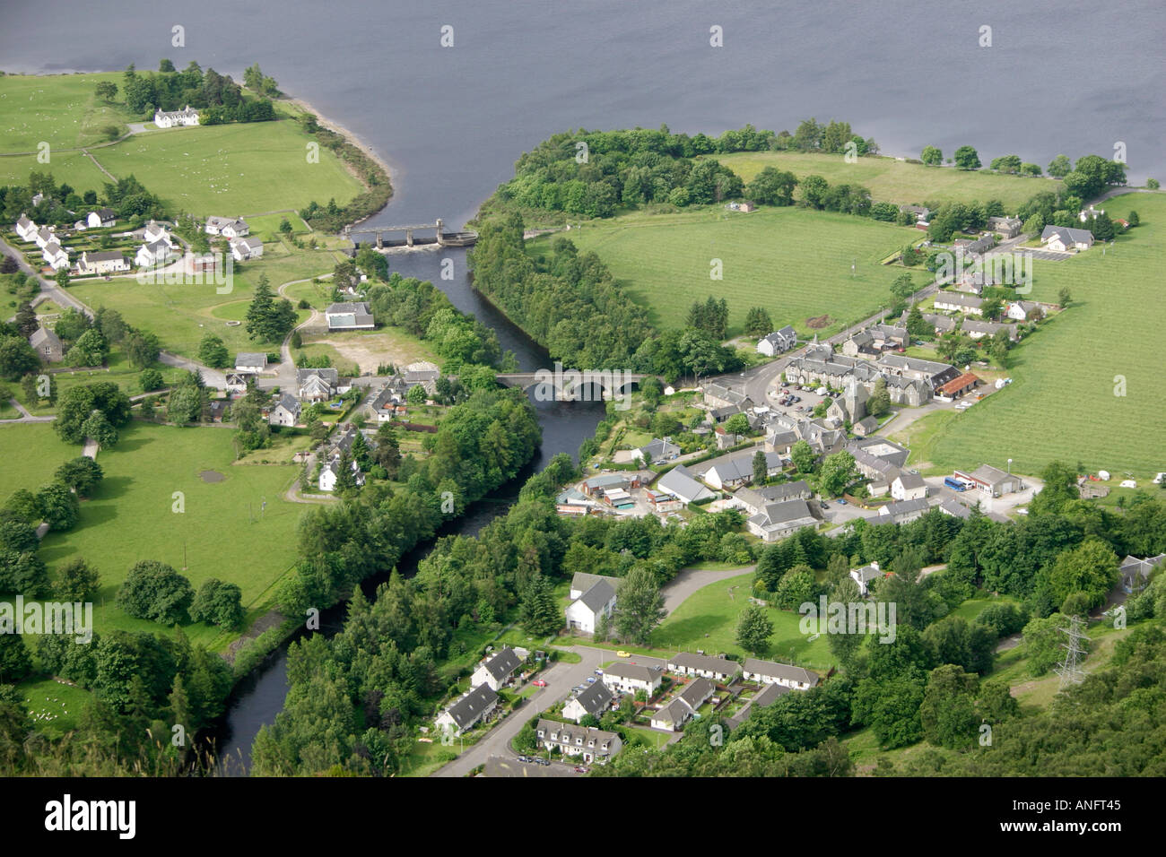 Aerial view of Kinloch Rannoch village, Scotland Stock Photo 5065796