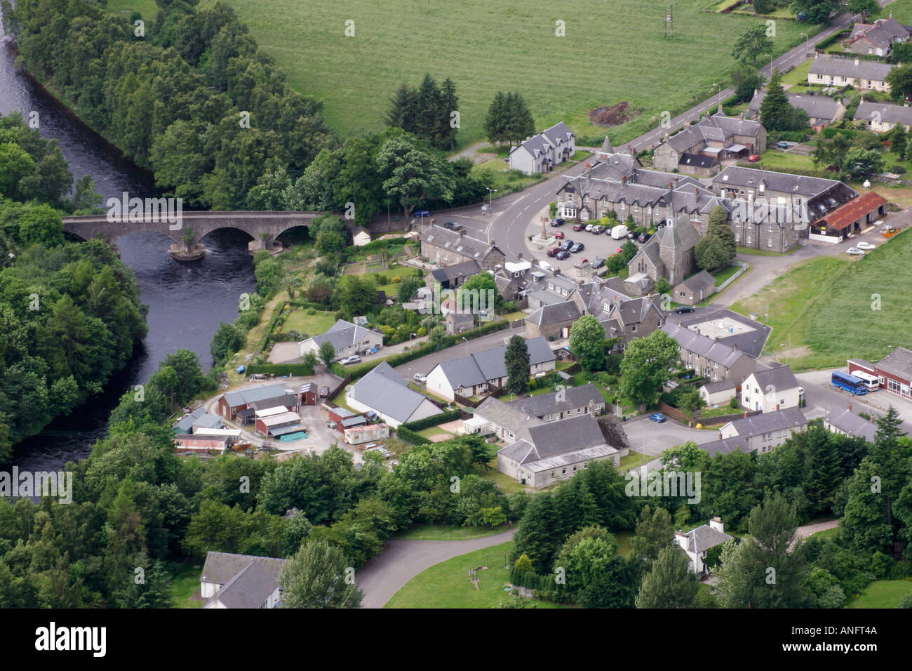 Aerial view of Kinloch Rannoch village Scotland, UK Stock Photo Alamy