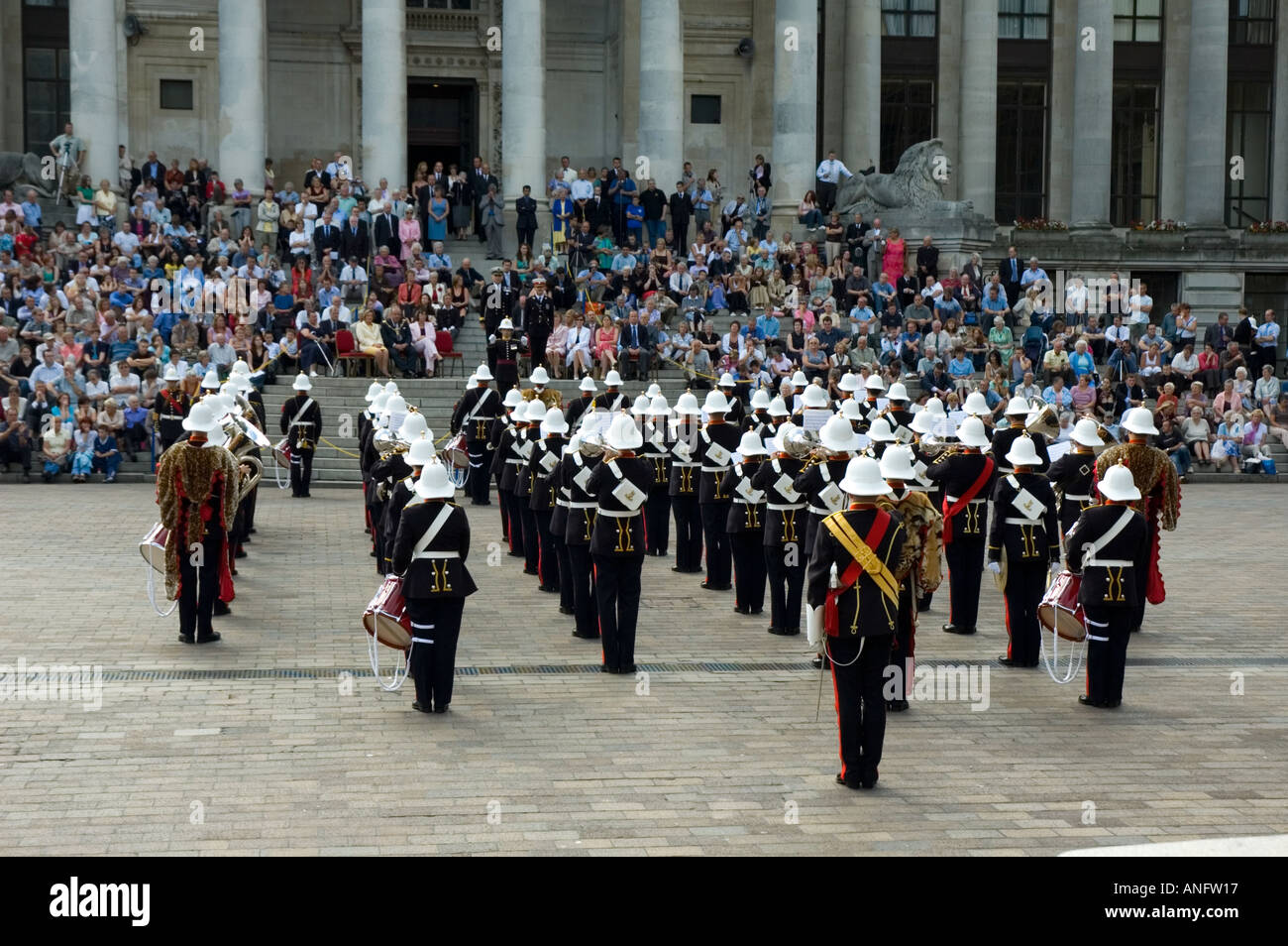 Royal Marine Band Service, playing in front of Portsmouth Guildhall. Stock Photo