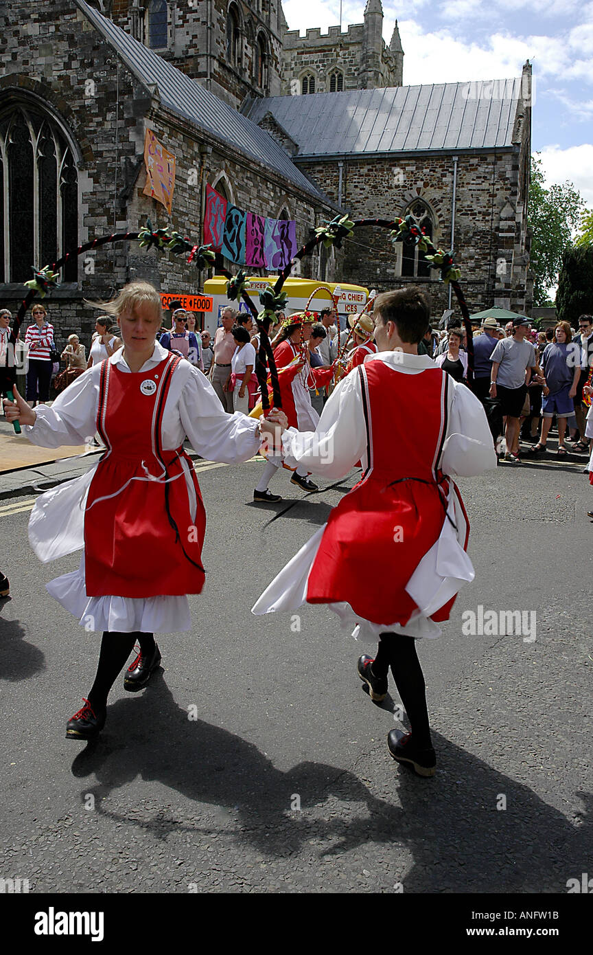 Folk dancers at the Wimborne folk festival Dorset England UK Stock