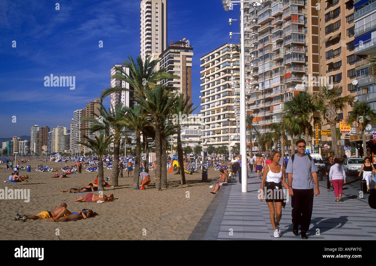 Benidorm - Promenade on Levante Beach Stock Photo ...