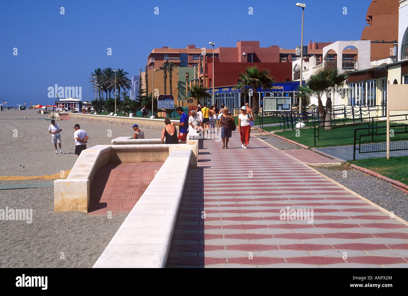 Roquetas de Mar - Scene on the promenade Stock Photo