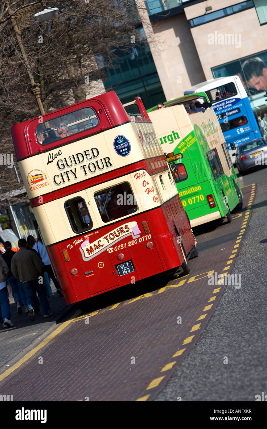 Open top tourist buses in scotland Stock Photo Alamy