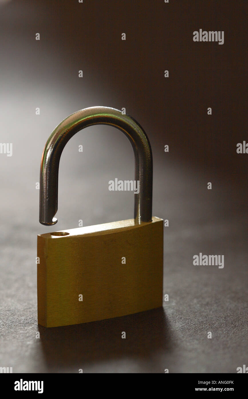 Lock padlock open unlocked Stock Photo Alamy