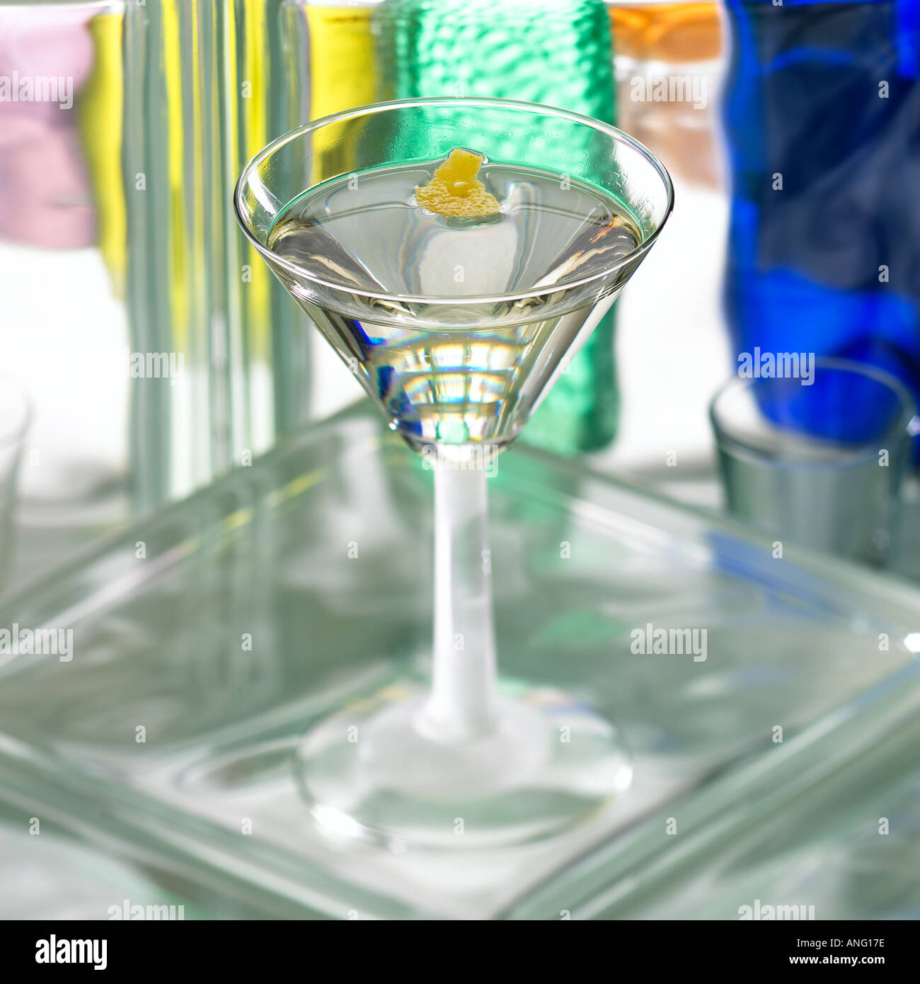 Cocktail Vespers Iced Gin Iced Vodka Dry Vermouth or Lillet lemon peel Keywords drink alcohol cocktails Stock Photo