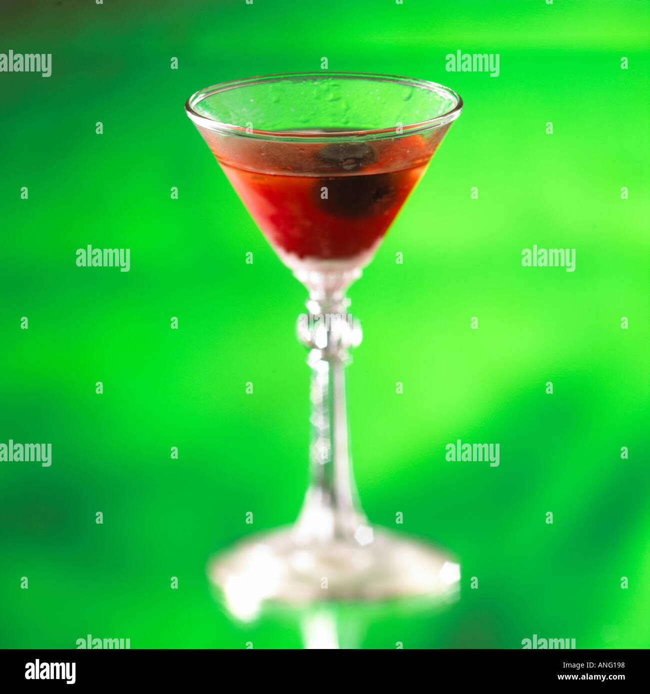 Cocktail The Devil Dark Rum Red Italian Vermouth ice black olive