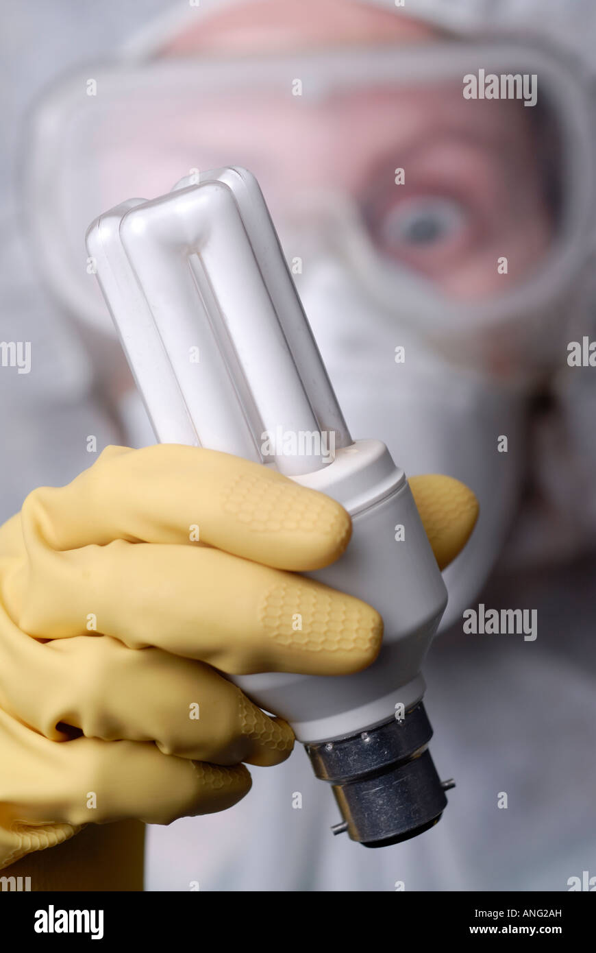 Energy saving light bulbs contain small quantities of mercury Stock