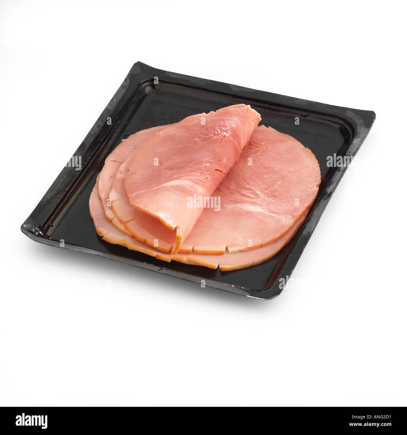 Prepacked ham three slices in packet Keywords supermarket meat Stock