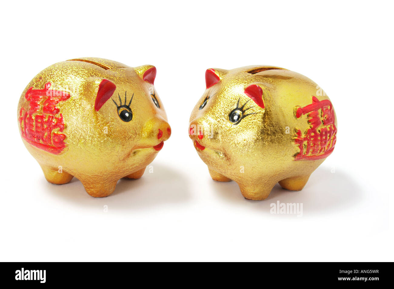 Golden Chinese Piggy Banks Stock Photo Alamy