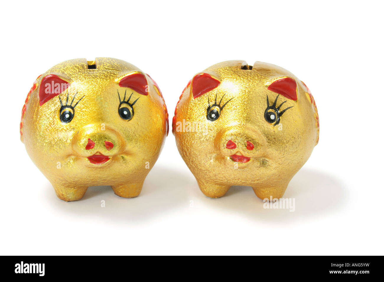 Golden Chinese Piggy Banks Stock Photo Alamy