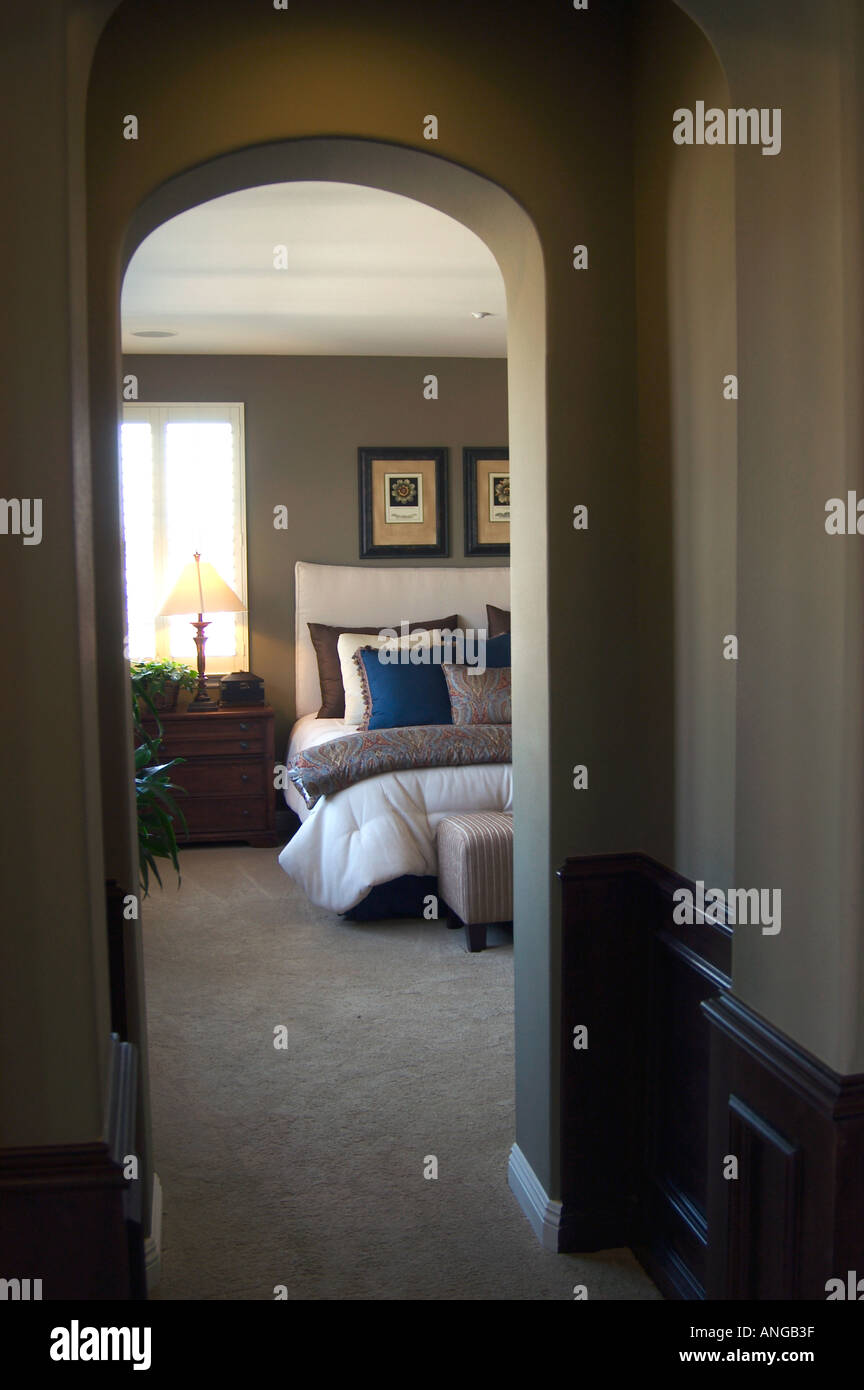 bedroom through hall Stock Photo - Alamy