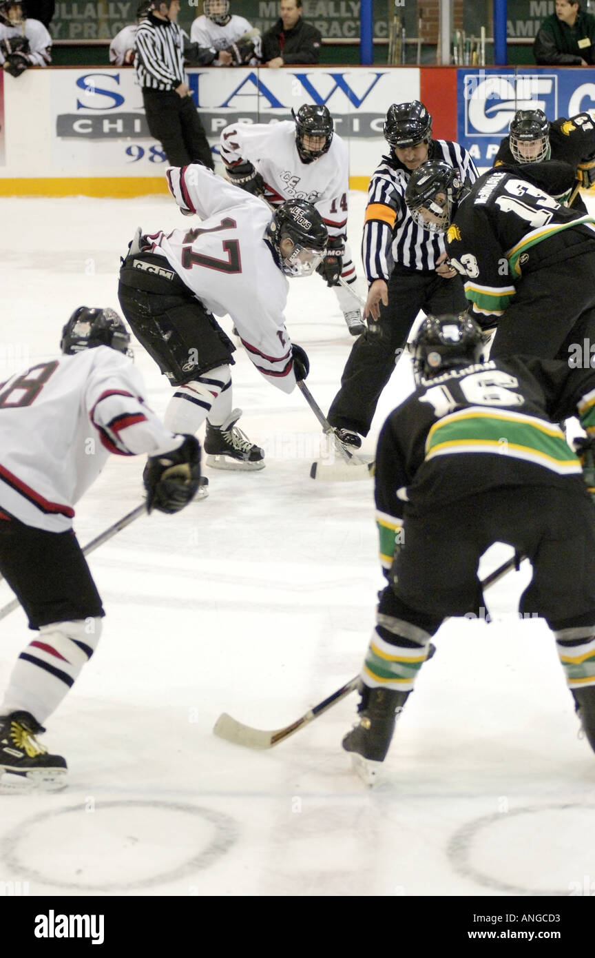 Ice Hockey Tournament action Silver Stick International Hockey playoffs at Port Huron Michigan Stock Photo