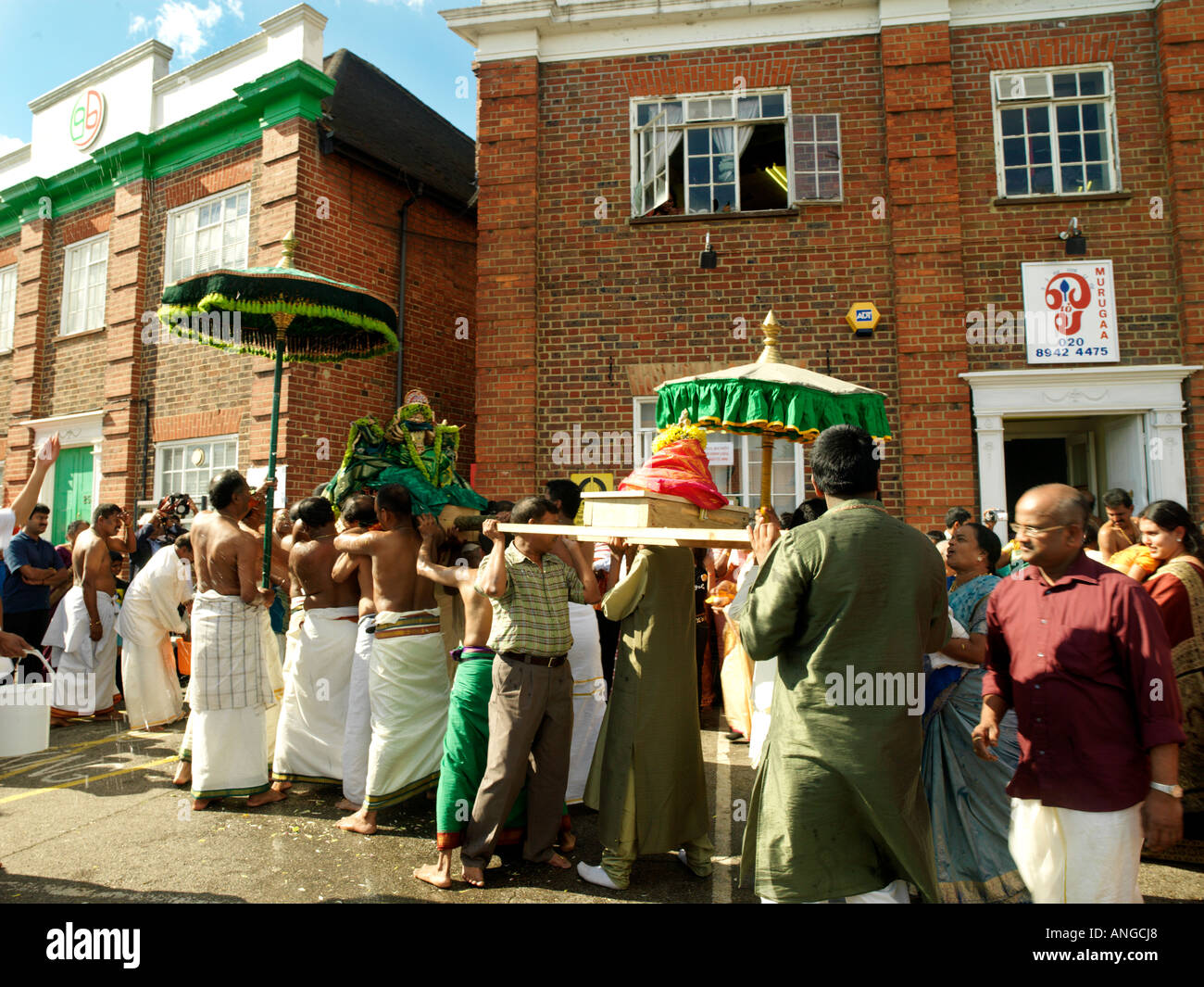 Murugan Chariot Festival Tamil Temple New Malden Surrey England Carrying Idol of Lord Murugan Stock Photo