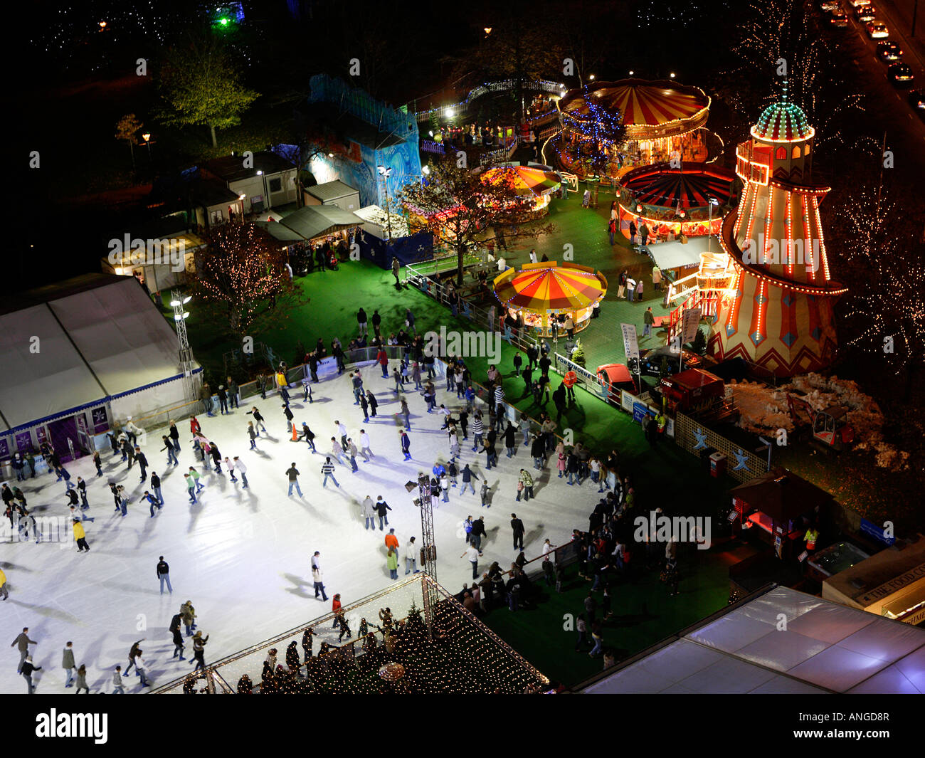 Winter Wonderland Cardiff Civic Centre Stock Photo Alamy