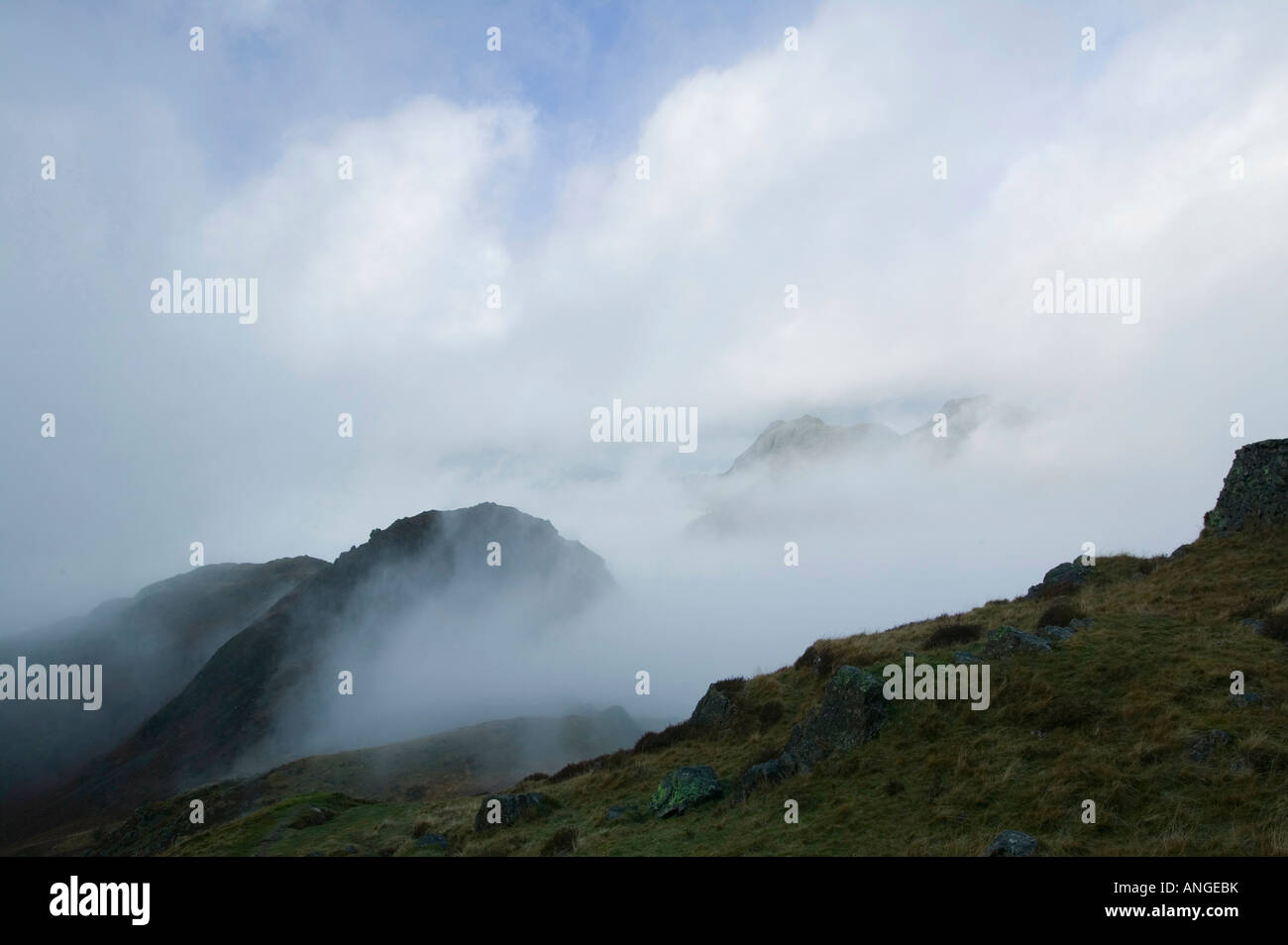 Misty conditions in Langdale in the Lake District UK Stock Photo - Alamy