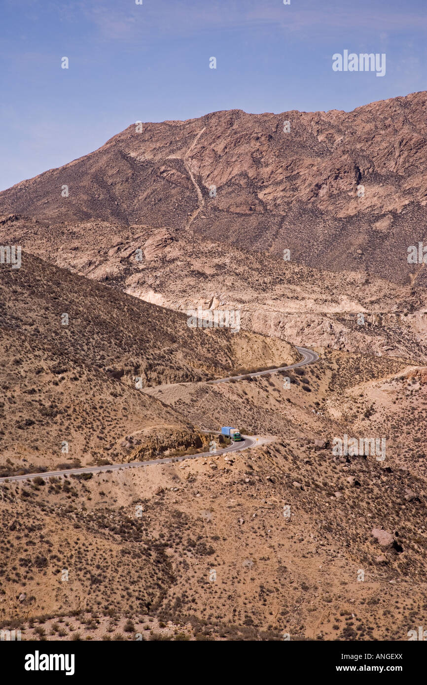 Chile Highway 11 climbing up into the Andes on the way to Bolivia Stock Photo