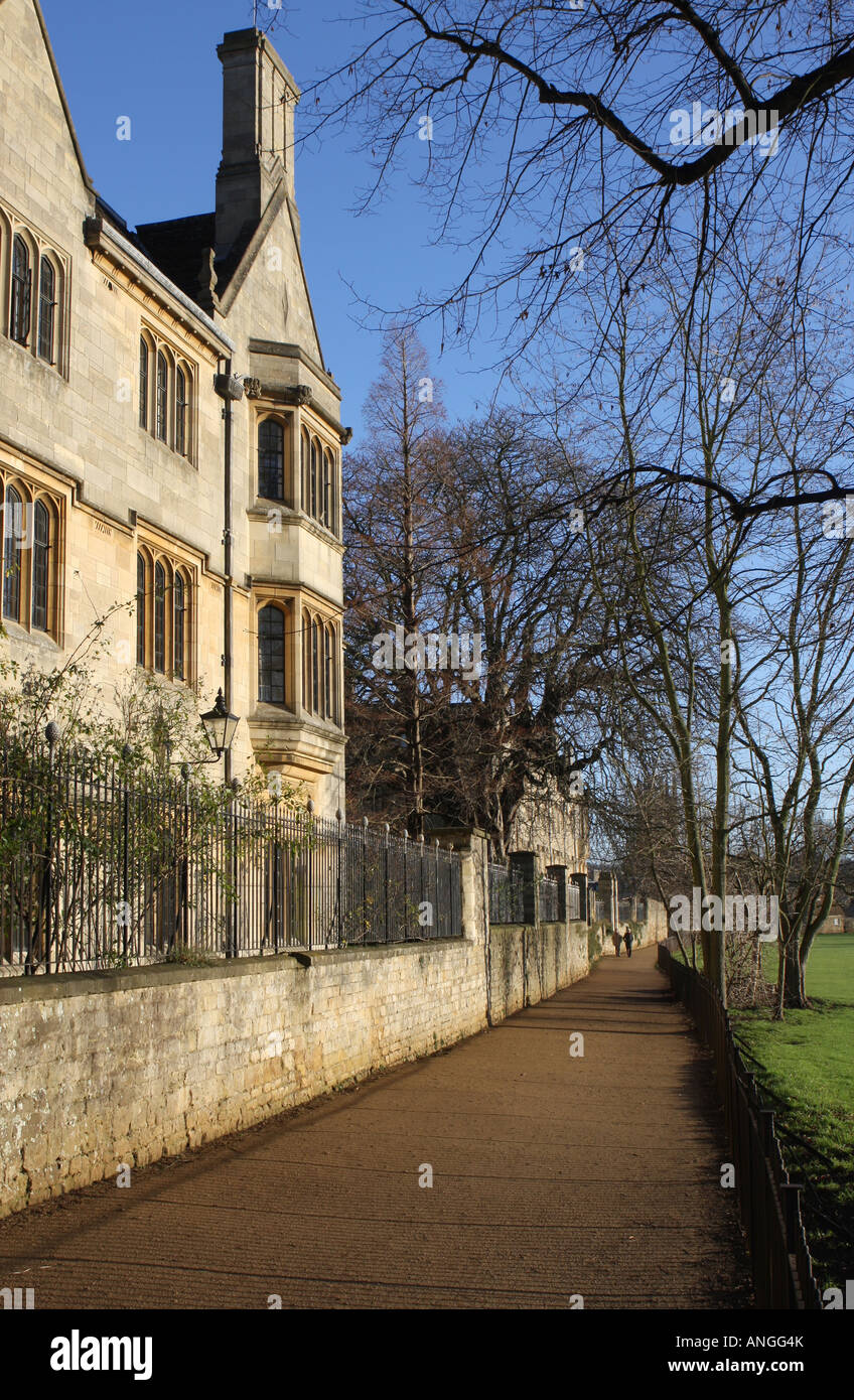 View along Dead Mans Walk, Oxford, with Merton College in the