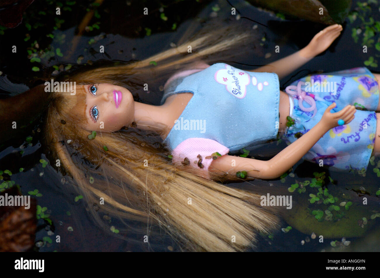 Barbie does Ophelia after the famous painting by John Everett Millais Stock Photo
