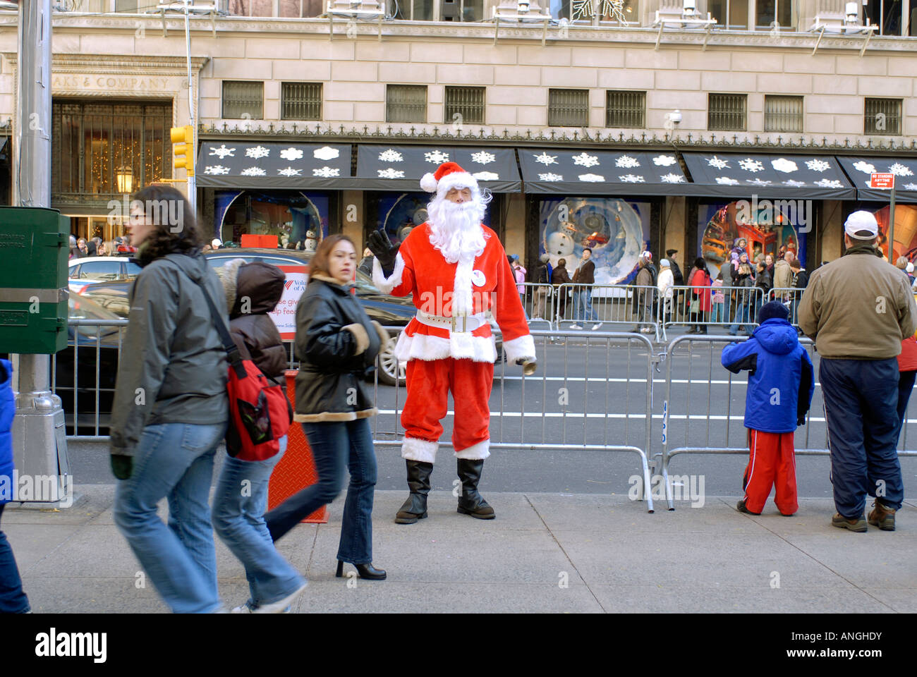 A Volunteers of America Santa Claus on Fifth Avenue in NYC Stock Photo