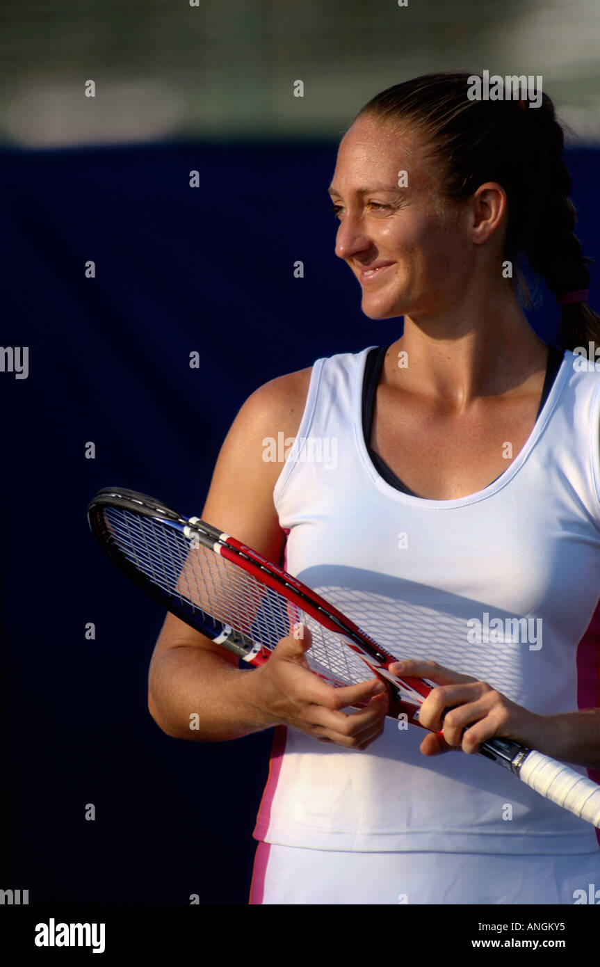 Mary Pierce competes at the 2005 Acura Classic, which she would later win. Stock Photo