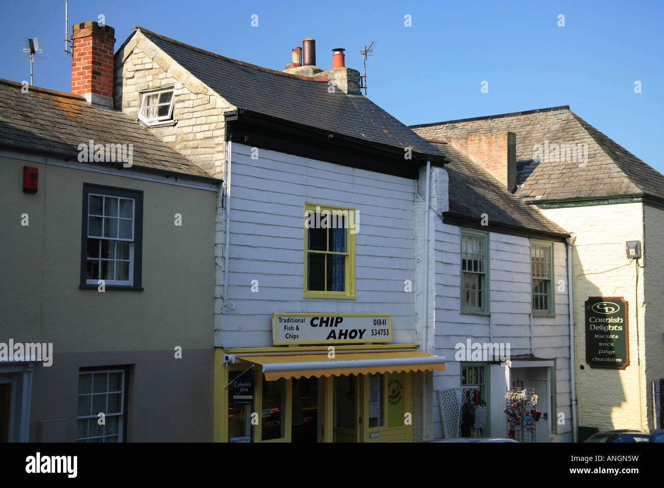 Padstow chip shop Cornwall UK Stock Photo Alamy