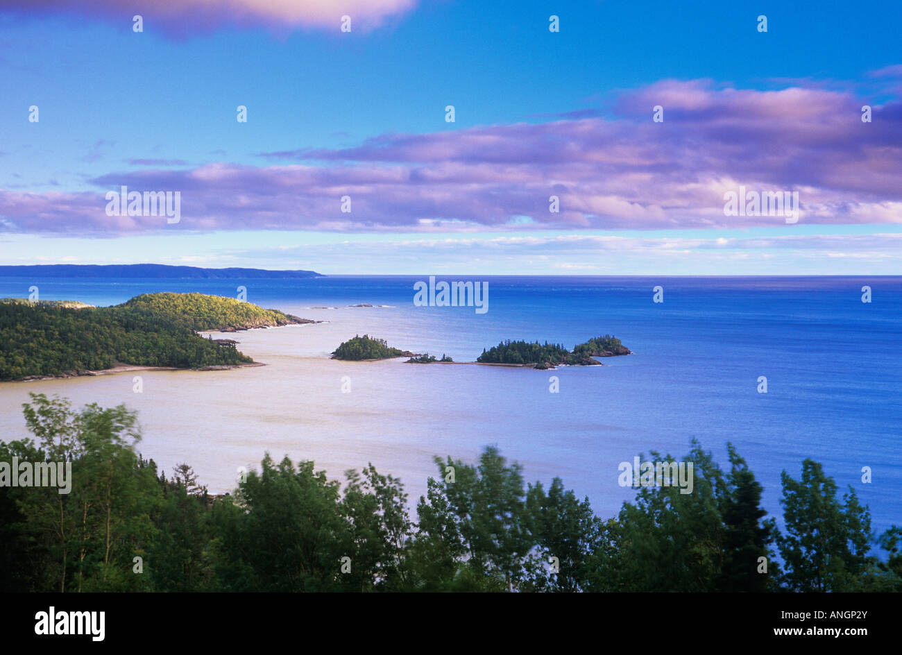 Islands in Lake Superior, West of Terrace Bay, Ontario, Canada Stock