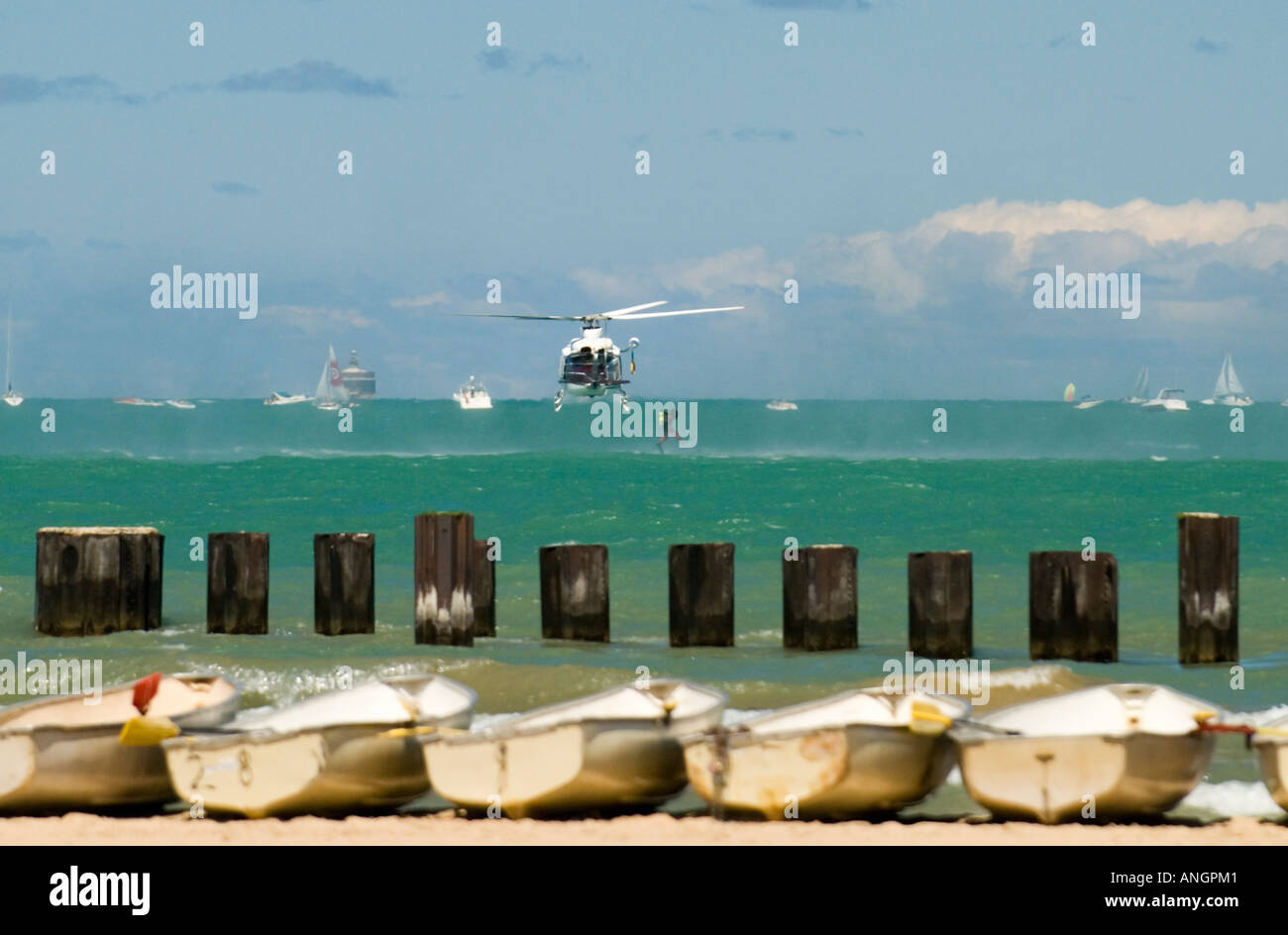 Lake Michigan Dive Rescue from Helicopter Stock Photo Alamy