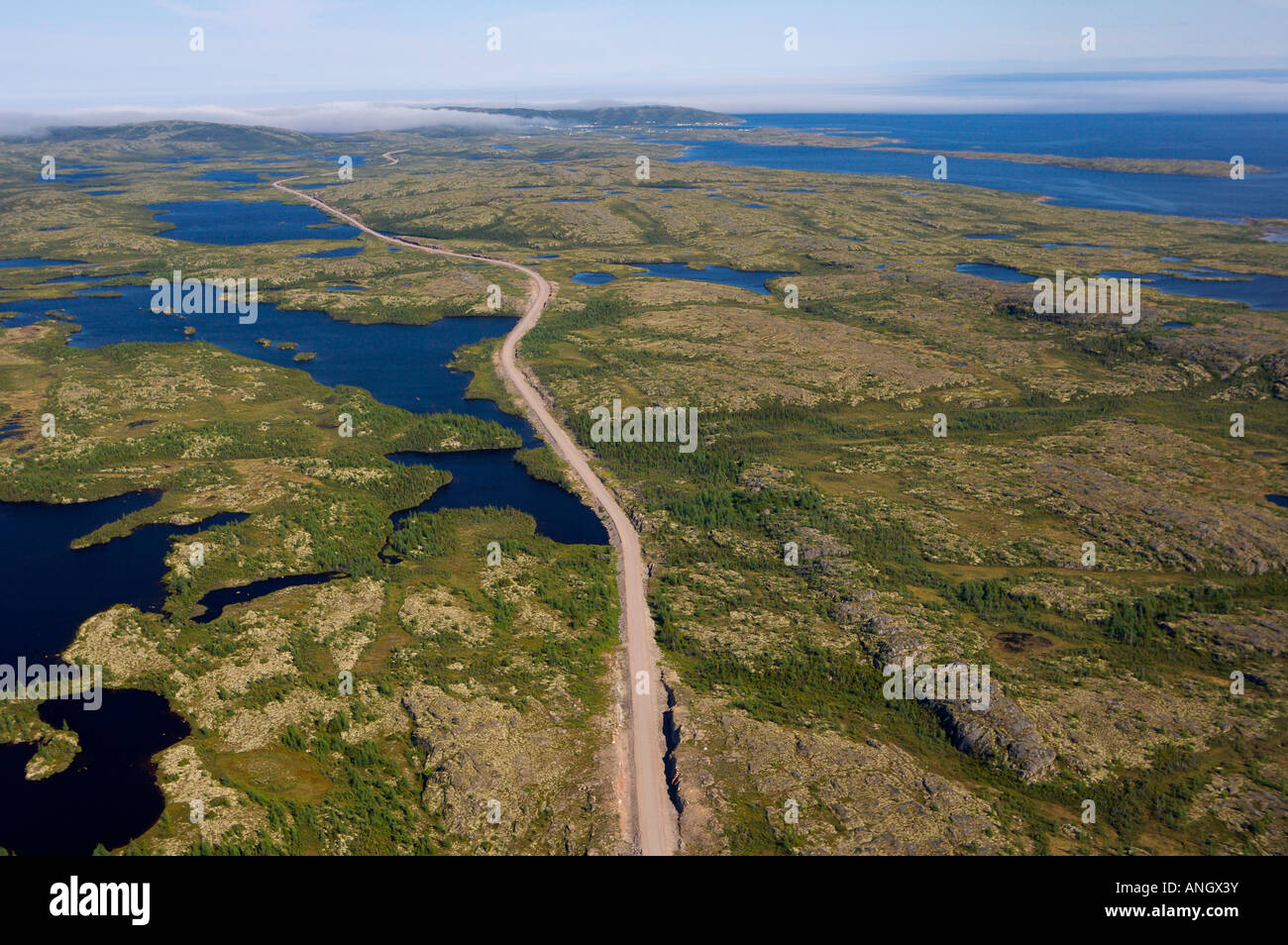 Aerial view of Highway 510 between Cartwright and Mary's Harbour in