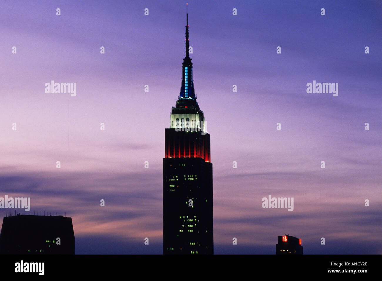 New York The Empire State Building illuminated with red white and blue ...