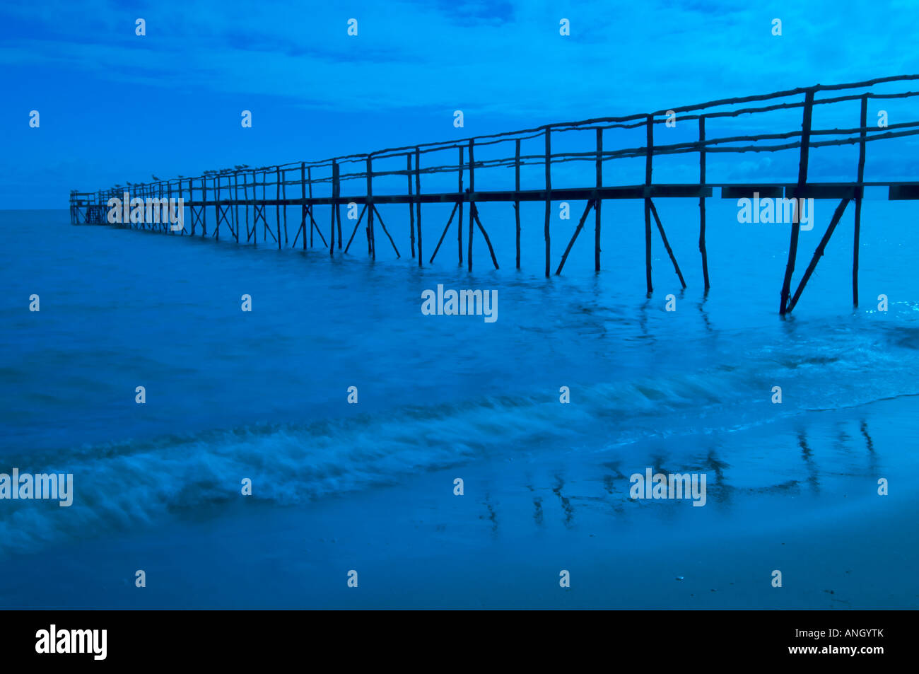 Pier on Lake WInnipeg at dawn, Matlock, Manitoba, Canada. Stock Photo