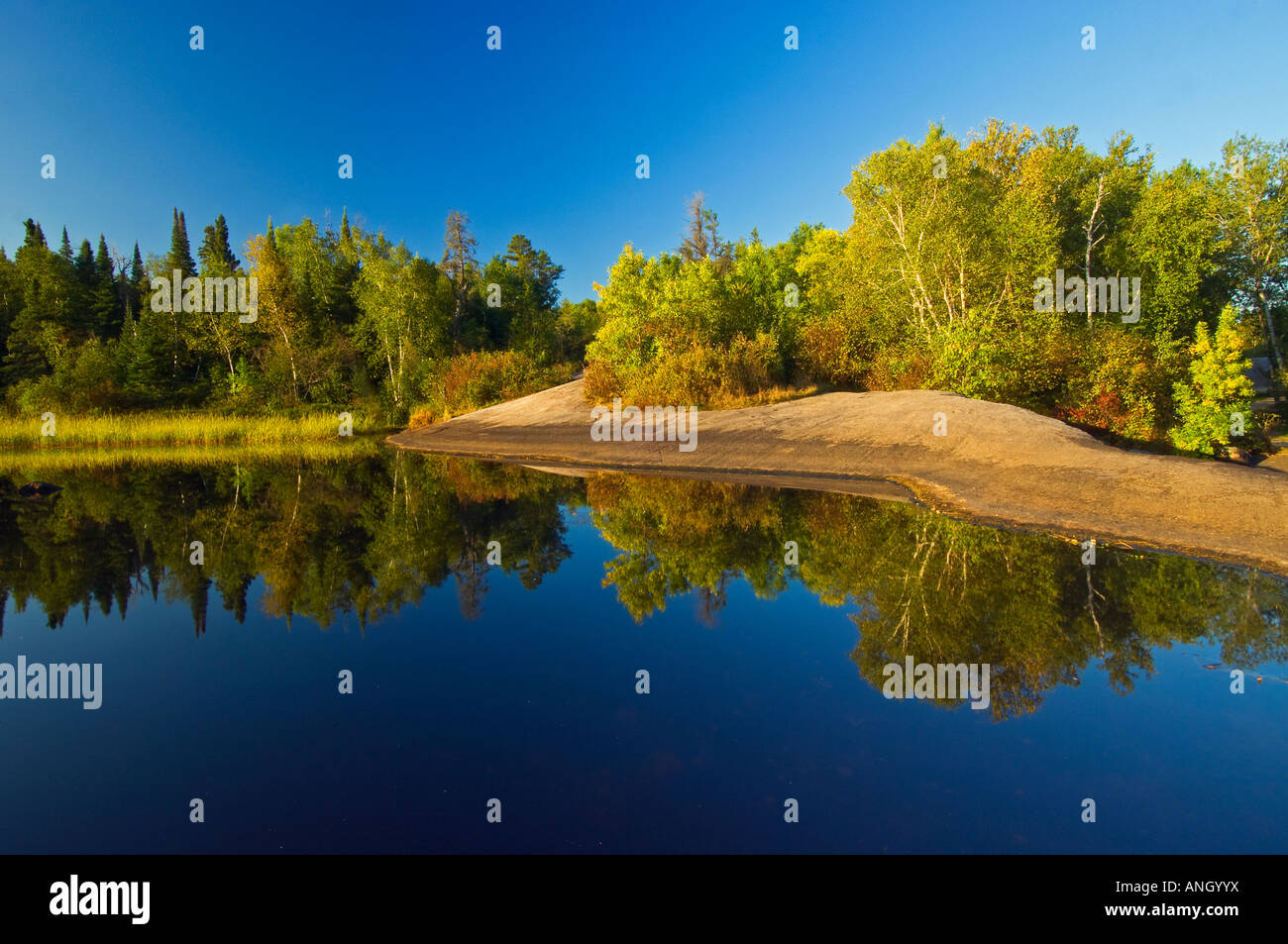 Whiteshell River at Rainbow Falls, Whiteshell Provincial Park, Manitoba, Canada. Stock Photo