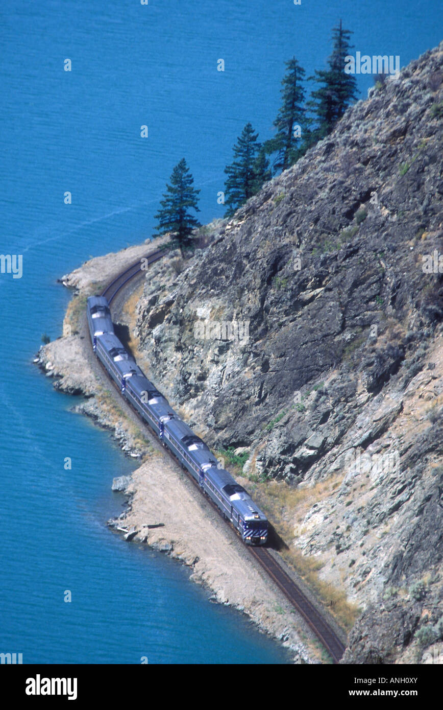 The Prospector, BC Rail passenger train travels along Seton Lake