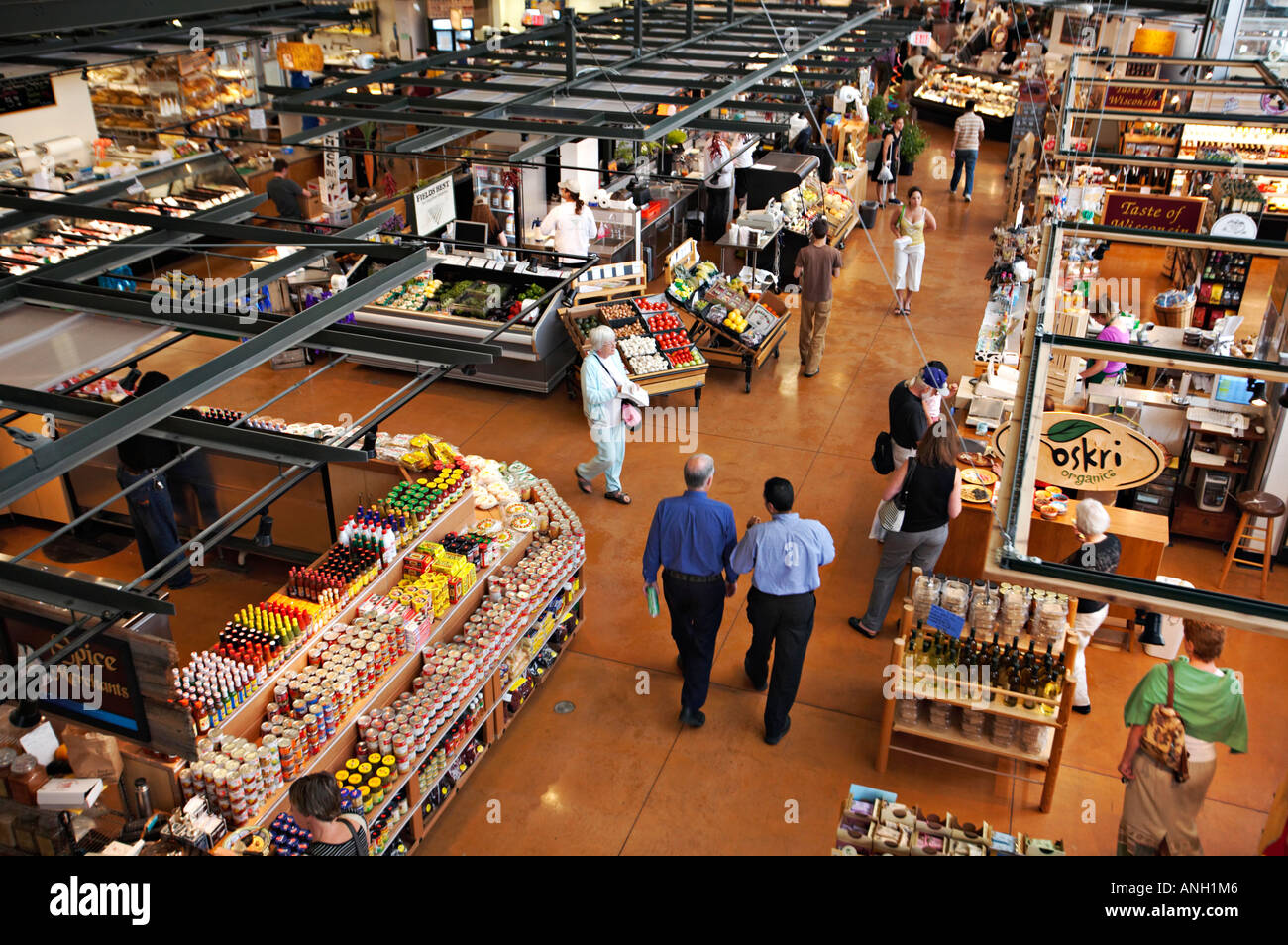 WISCONSIN Milwaukee Shoppers in aisles of Milwaukee Public Market