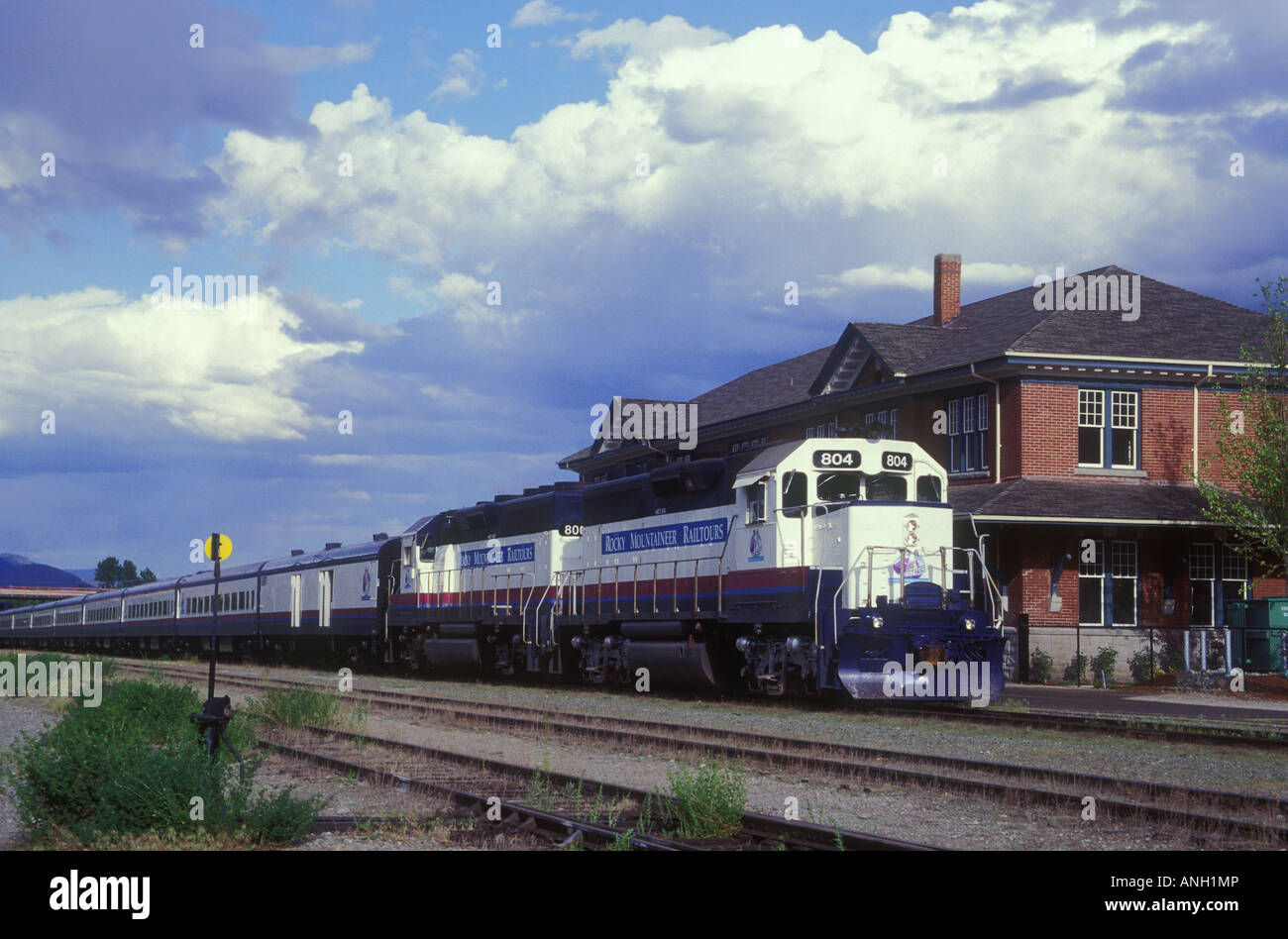 Train, Rocky Mountain Railtours, Kamloops, British Columbia, Canada. Stock Photo