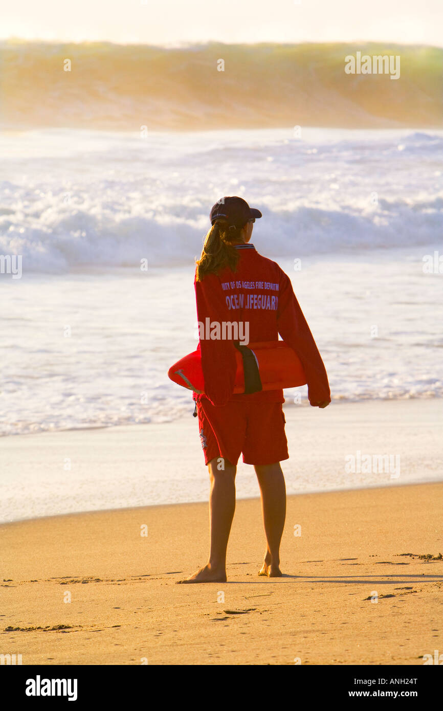 ZUMA BEACH, CALIFORNIA, USA - Lifeguard watching swimmers on Zuma