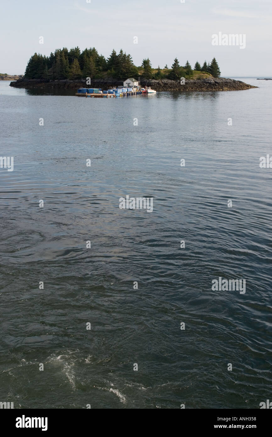Island in Carvers Harbor, Vinalhaven Island, Maine, as seen from ferry