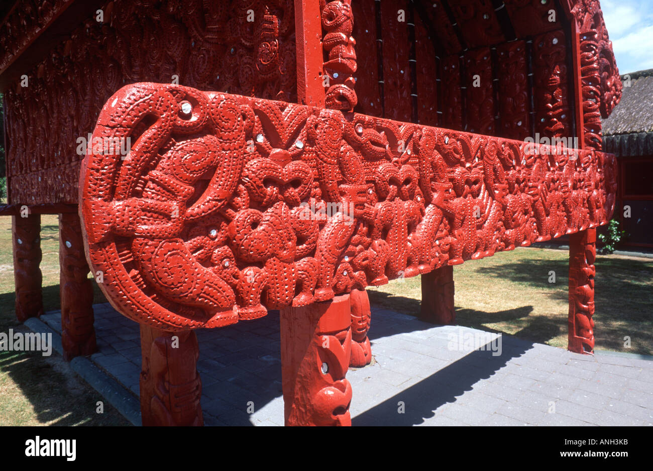 Maori Pataka (store house), Rotorua, New Zealand Stock Photo Alamy