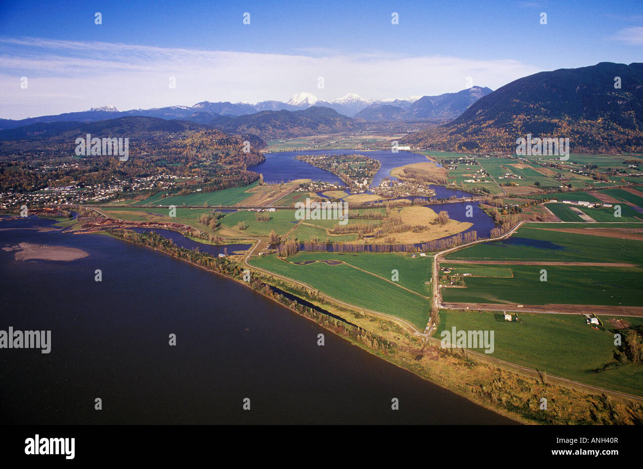 Aerial of Hatzic Lake in the Fraser Valley, British Columbia, Canada
