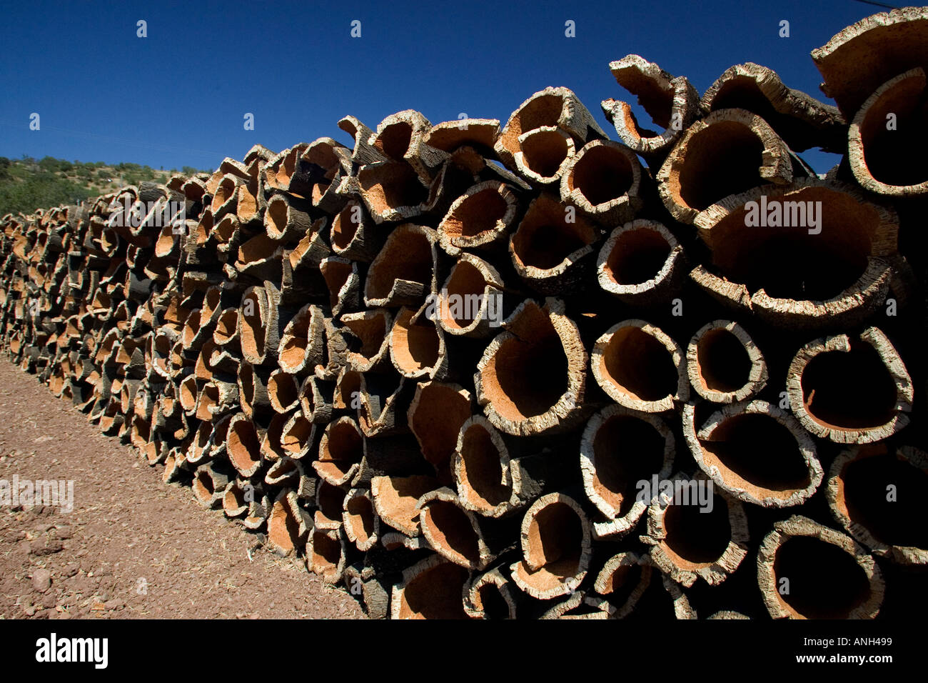 Storage of cork bark from cork trees hires stock photography and