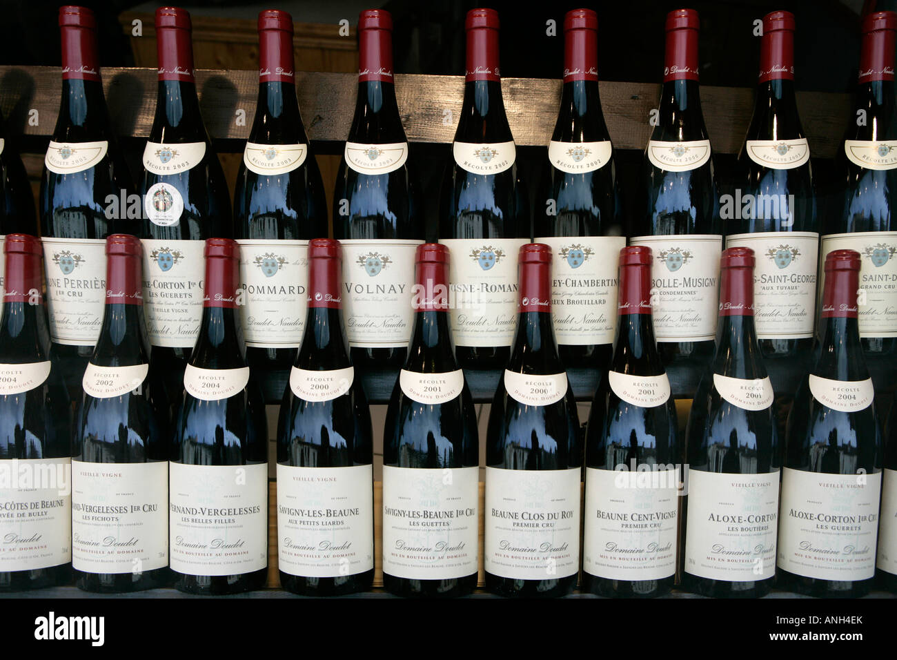Beaune, Shop window of one of the numerous wine stores of the city. Beaune is the capital of the