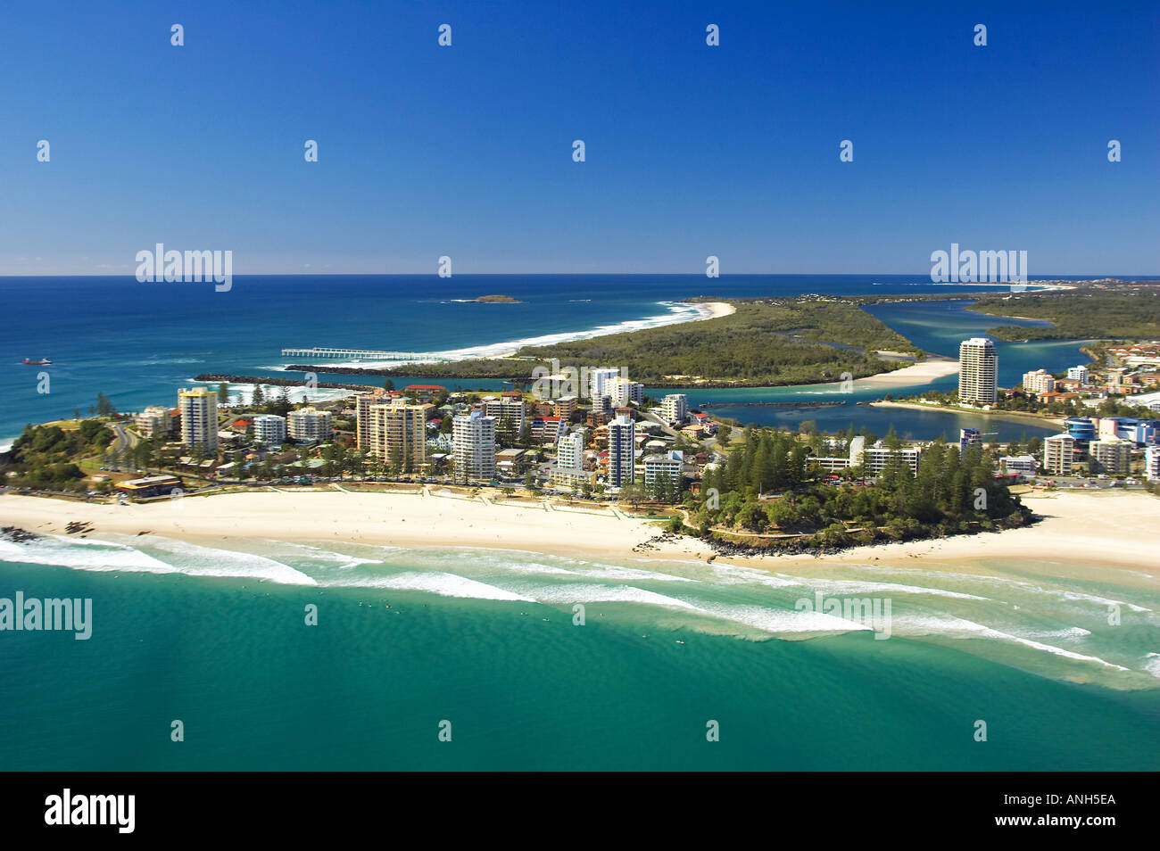 Coolangatta Queensland and Tweed Heads New South Wales Australia aerial Stock Photo Alamy
