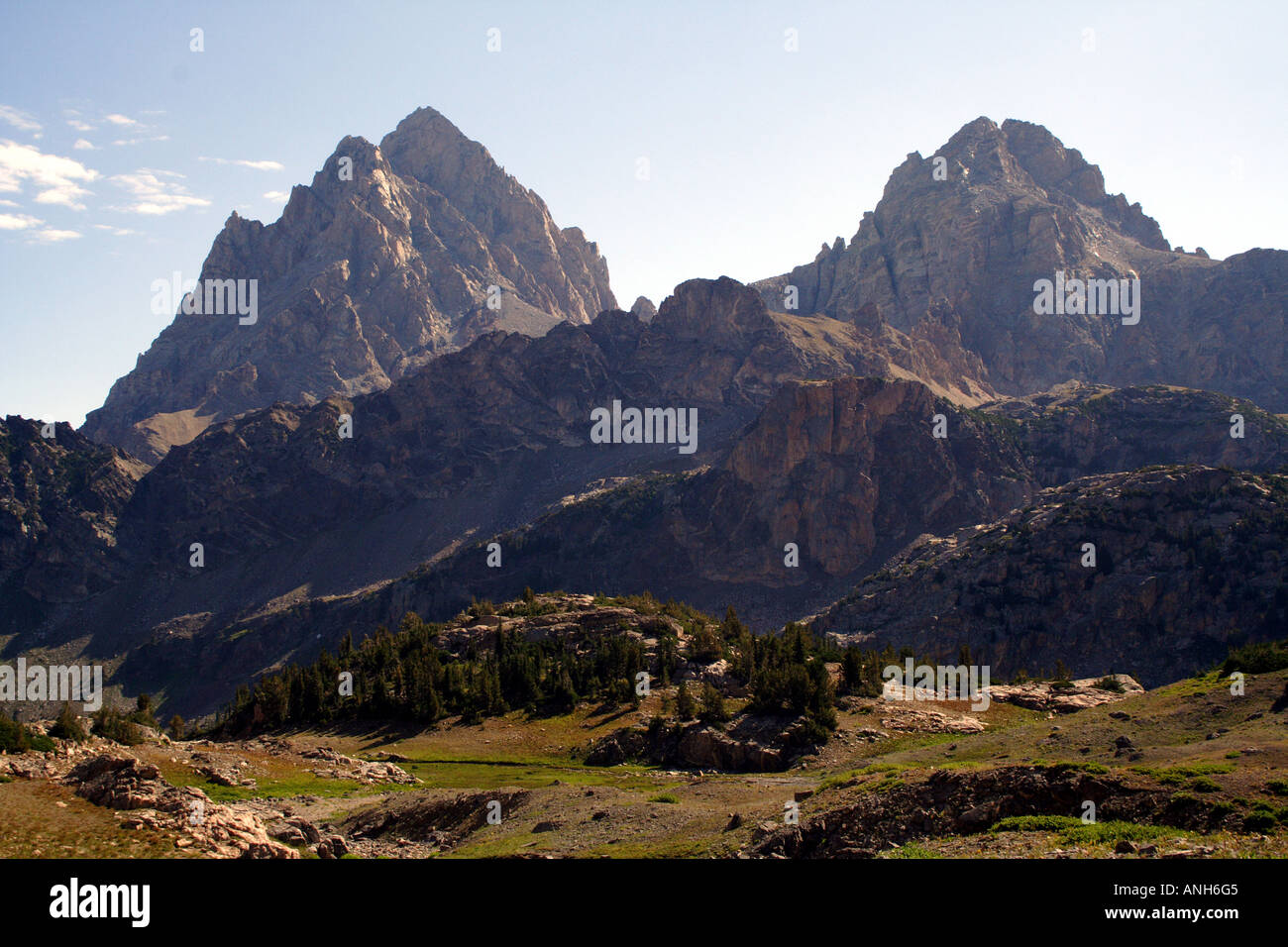 Mountains and Forest Scenery, Grand Tetons National Park, Wyoming, USA Stock Photo