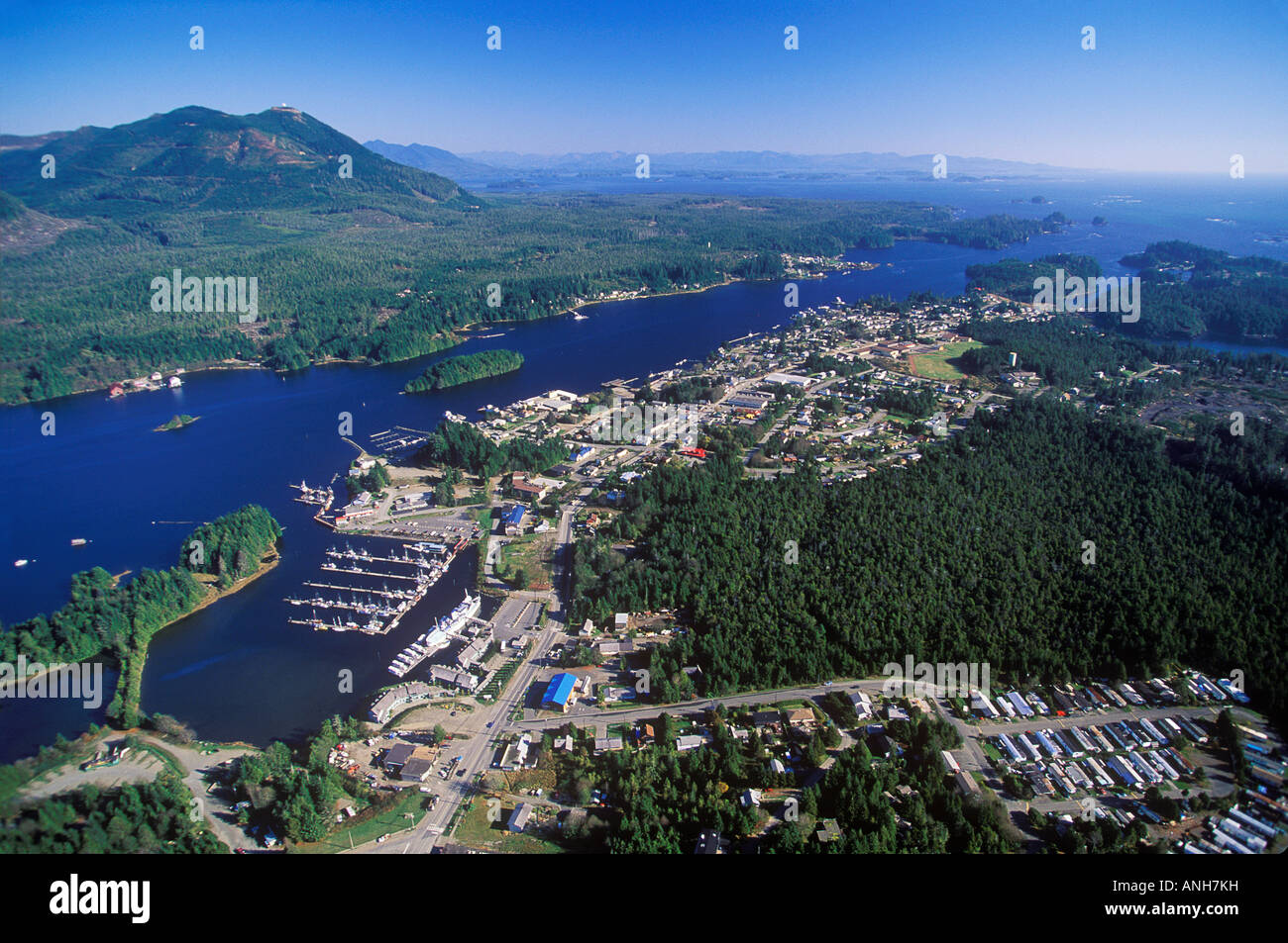 Aerial of Ucluelet, Barkley Sound, British Columbia, Canada. Stock Photo