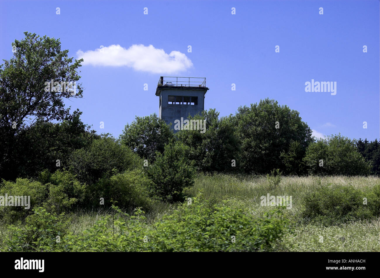 Berlin wall ，Germany， border wall ，watch tower Stock Photo