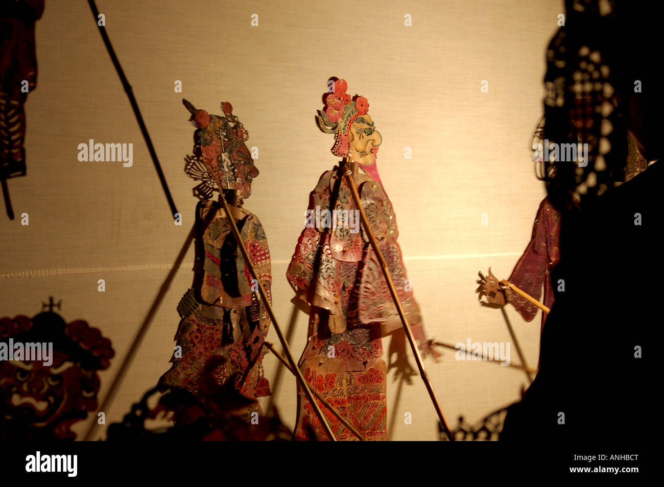 China Yunnan Baoshan lisu minority festival people play traditional shadowgraph Stock Photo